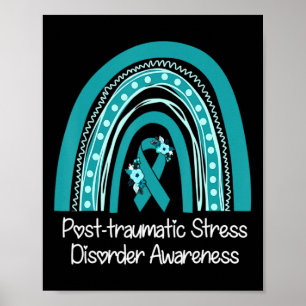 Affiche Floral Turquoise Ruban arc-en-ciel guerrier Ptsd s