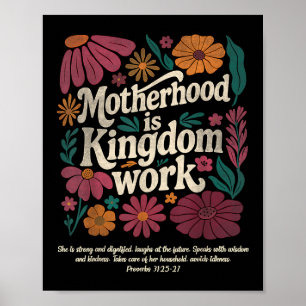 Affiche Floral Vintage Mère Est Royaume Travail Mama Mot