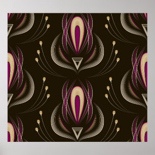 Affiche Floral Wave Vintage Arrière - plan élégant