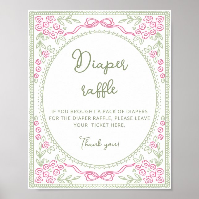 Affiche Floral Wildflower Girl Diaper Raffle (Devant)
