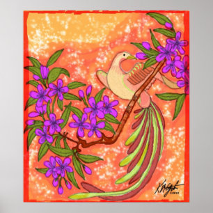 Affiche florale d'oiseau