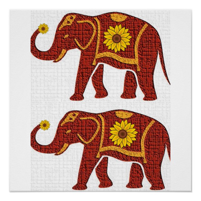 Affiche florale éléphant (Devant)