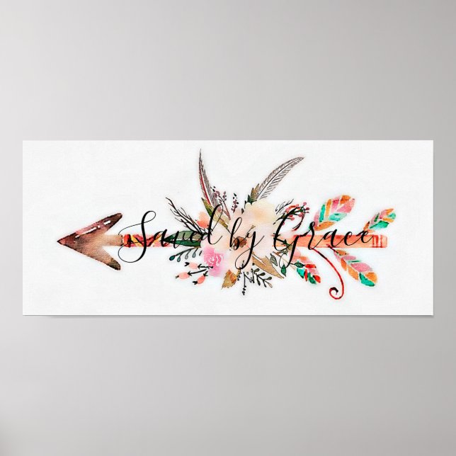 Affiche florale flèche sauvé par la grâce (Devant)