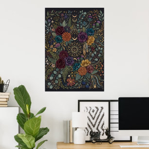 Affiche florale maximaliste sombre