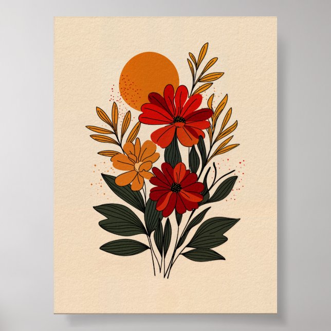 Affiche florale moderne du milieu du siècle | Bota (Devant)