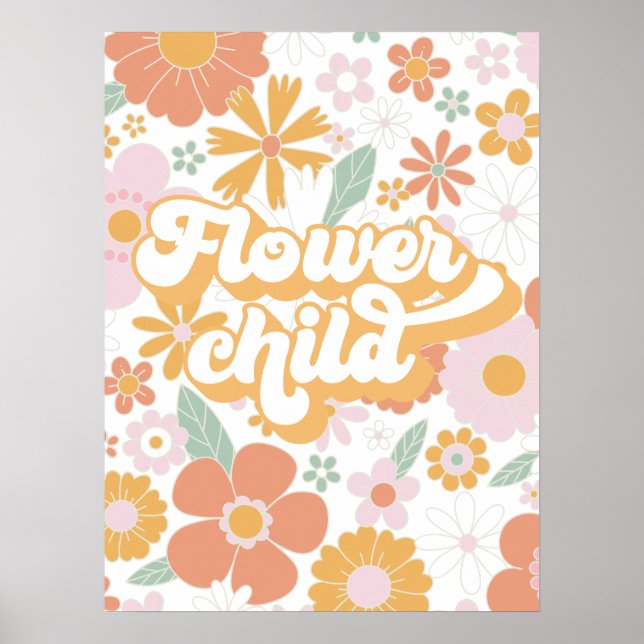 Affiche florale Retro Flower Child (Devant)