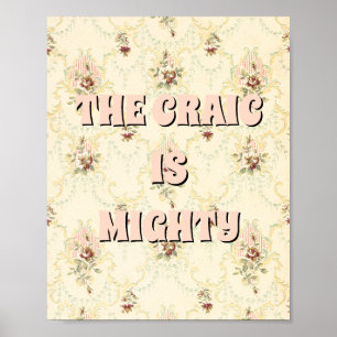 Affiche florale vintage irlandaise The craic is mi