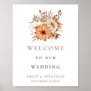 Affiche Florales d'automne Bienvenue au Mariage