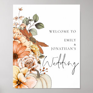 Affiche Florales d'automne modernes Bienvenue au Mariage