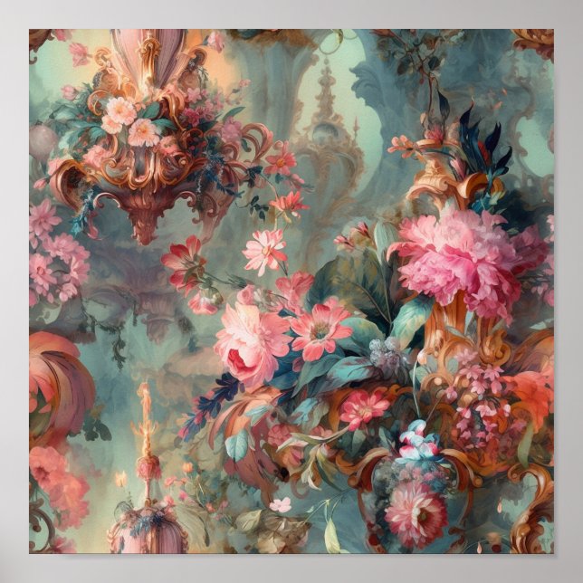 Affiche Florales de l'époque rococo (Devant)