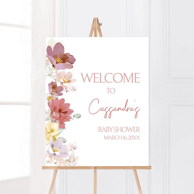 Affiche Florals Baby Bloom Baby shower Bienvenue (Spring Wildflower Baby Shower Welcome Sign)