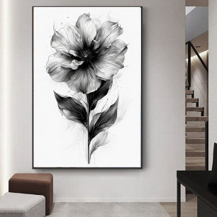 Affiche Flore Abstraite en noir