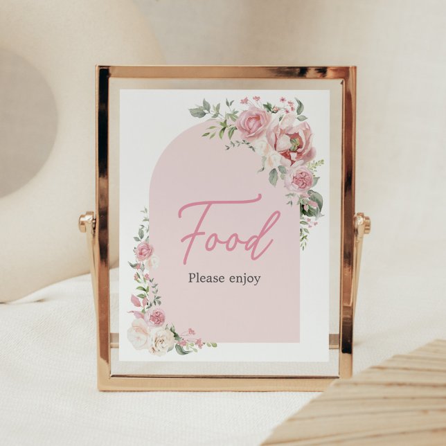 Affiche Flore Arch Baby in Bloom Baby shower Nourriture (Baby in Bloom Floral Arch Baby Shower Food Sign
)