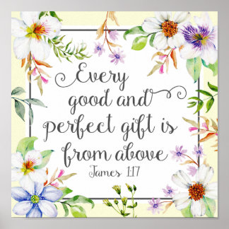 Affiche Flore blanche Tous les bons et parfaits cadeaux