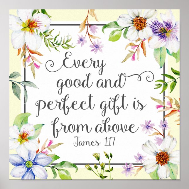 Affiche Flore blanche Tous les bons et parfaits cadeaux (Devant)