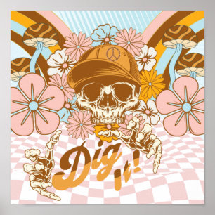 Affiche Flore botanique du squelette rétro