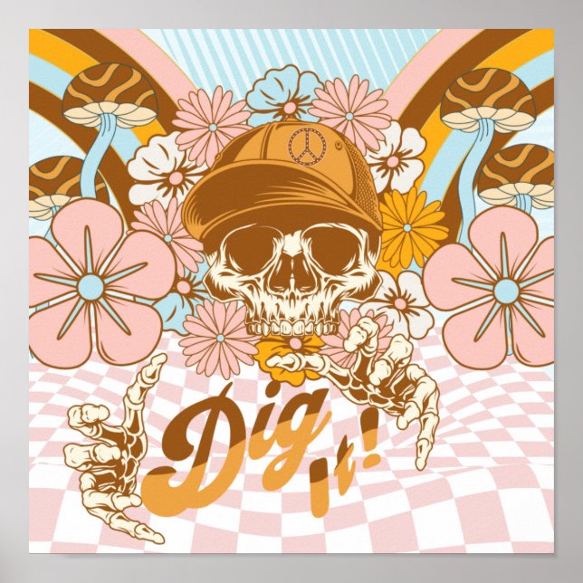 Affiche Flore botanique du squelette rétro (Devant)