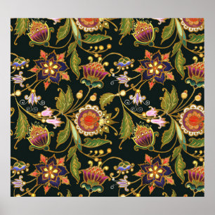 Affiche Flore décorative : Acrylique Golden Purple.