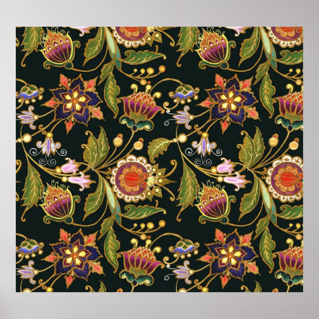 Affiche Flore décorative : Acrylique Golden Purple. (Devant)