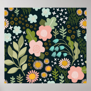 Affiche Flore Délicieuse : Beauté Vintage sans couture.