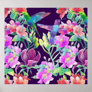 Affiche Flore et faune exotiques : Motif sans couture