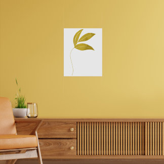 Affiche Flore minimaliste Feuille or