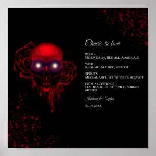 Affiche Flore moody gothique crâne floral boissons panneau