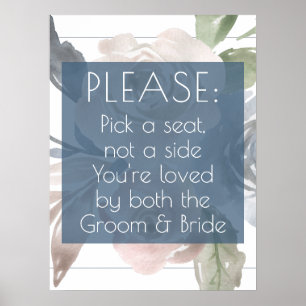 Affiche Flore poussiéreux   Fumé Bleu rose Siège de sélect