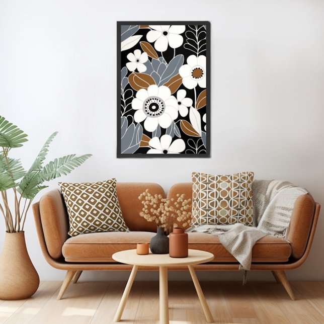 Affiche Flore rétro (Mix n' match in retro mid century modern style with a retro floral poster print from Wild on Flowers)