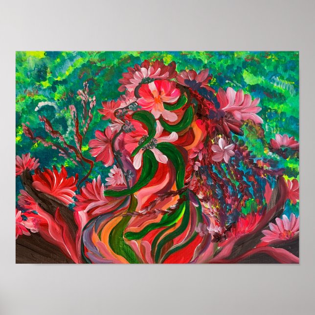 Affiche Flore rouge - Om Peinture en toile (Devant)