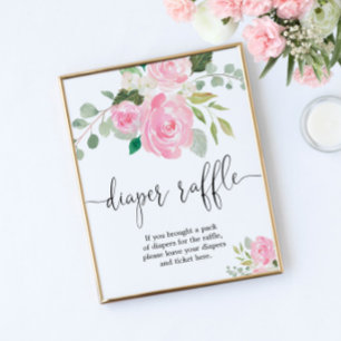 Affiche Flore vert rose pâle Diaper logo de tombola