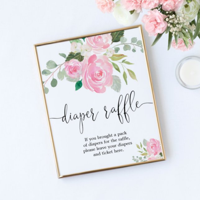 Affiche Flore vert rose pâle Diaper logo de tombola (Créateur téléchargé)