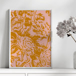 Affiche Flore Vintage élégante en Blush et Or<br><div class="desc">Un joli design botanique de style vintage avec une élégante illustration florale en bleu et or.</div>