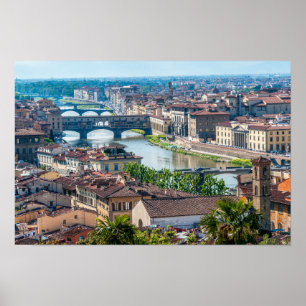 Affiche Florence cityscape - Ponte Vecchio over Arno river
