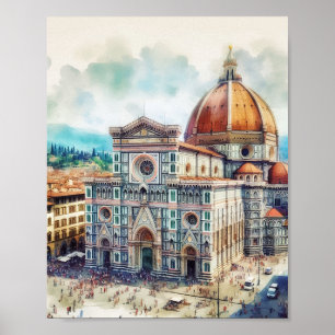 Affiche Florence Duomo Italie Aquarelle Art