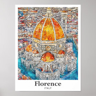 Affiche Florence Italie Aquarelle Croquis main