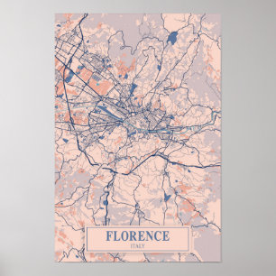 Affiche Florence Italie Carte de la ville venteuse Voyage