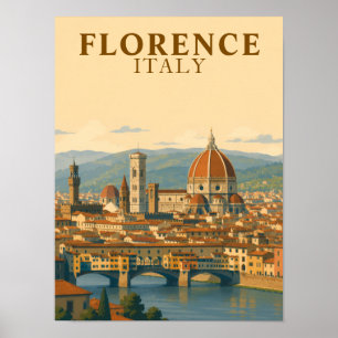 Affiche Florence Italie Duomo Voyage Vintage