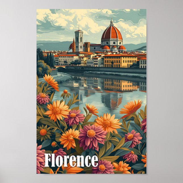 Affiche Florence Italie Illustration de voyage artistique (Devant)