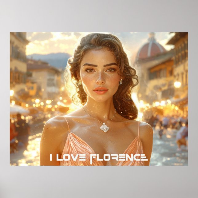 AFFICHE FLORENCE - ITALIE - J'AIME FLORENCE (Devant)