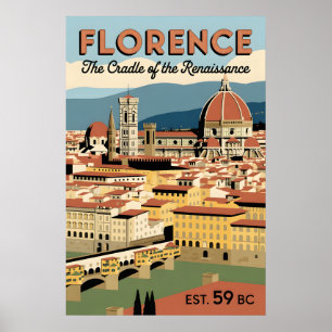 Affiche Florence Italie Paysage Urbain Rétro Voyage