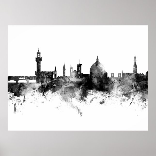 Affiche Florence Italie Skyline Noir Blanc (Devant)