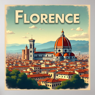 Affiche Florence Italie Vintage voyage