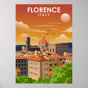 Affiche Florence Italy European City Travel Illustration