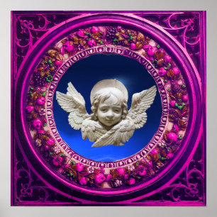 AFFICHE FLORENTINE RENAISSANCE ANGEL WITH FLORAL CROWN