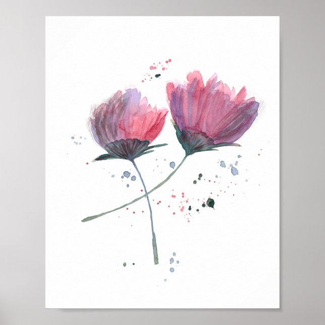 Affiche Flores em aquarela pintada a mão (Devant)