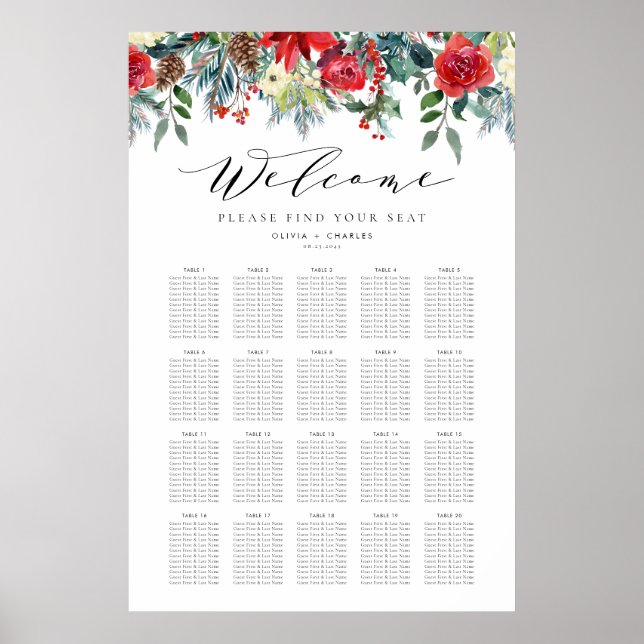 Affiche Flores hivernales Garland Mariage Seing Chart (Devant)