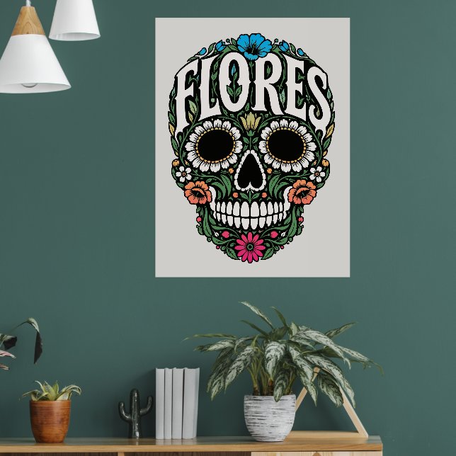 Affiche flores nom de famille crâne de sucre (Salon 1)