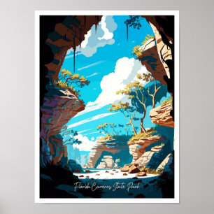 Affiche Florida Caverns Art Vintage voyage Illustration