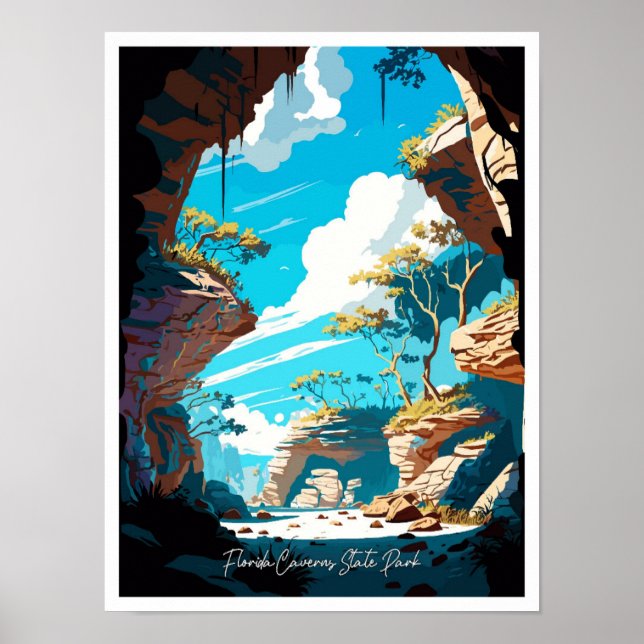 Affiche Florida Caverns Art Vintage voyage Illustration (Devant)